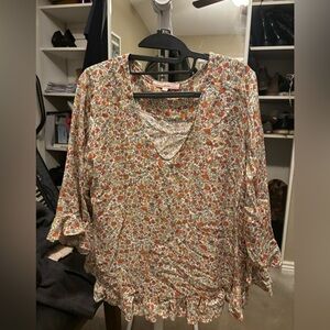 rose and thyme blouse Women’s Medium Floral Comfy NWOT scoop Neck Flared